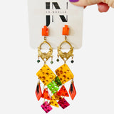 Colorful Statement Repurposed Vintage Handmade Earrings