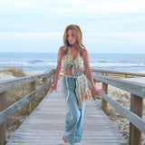 Boho Repurposed Vintage Shawl Scarf Collar