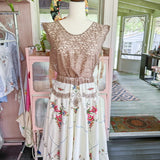 Taupe Boho Lace Side Tie Tank