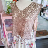 Taupe Boho Lace Side Tie Tank